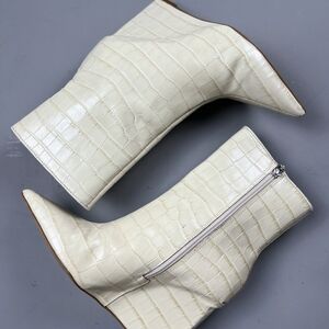 Schutz Asya Up crocodile-embossed leather wedge bootie